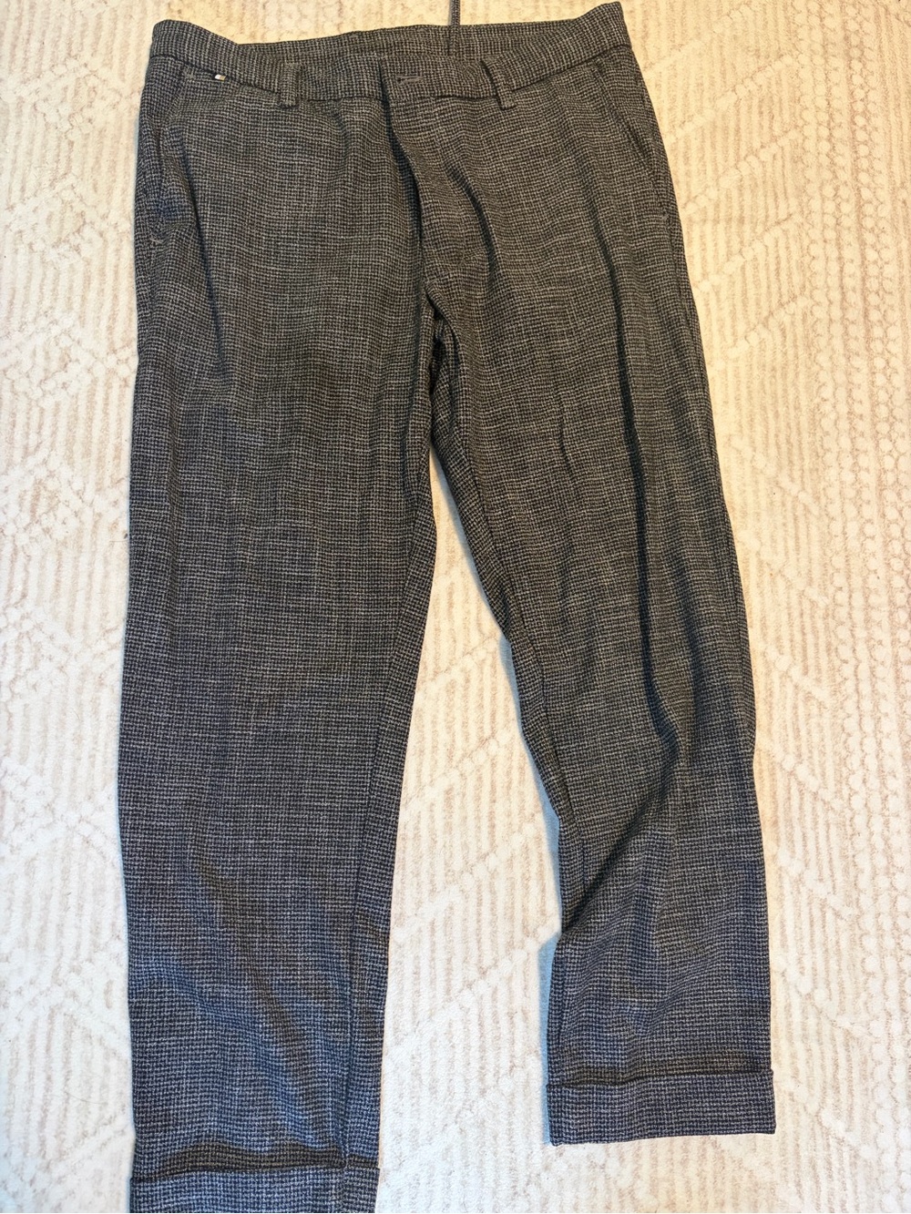 Hugo Boss Gray Micro-Check Dress Pants